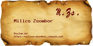 Milics Zsombor névjegykártya